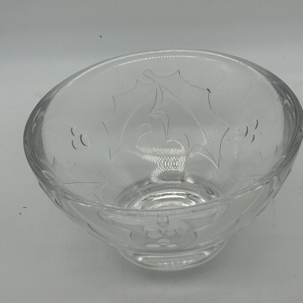 Vintage Orrefors Sweden Holly Day Christmas Holly & Berry Crystal Bowl